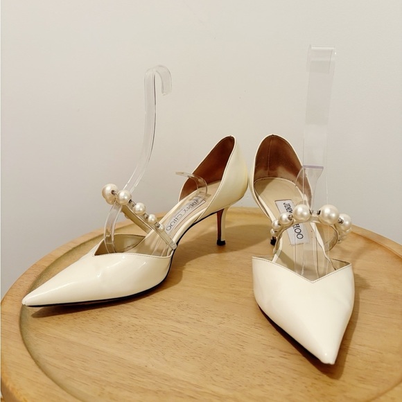 Jimmy Choo Aurelie Patent Leather Pearl Embellishment Heel - Picture 7 of 11